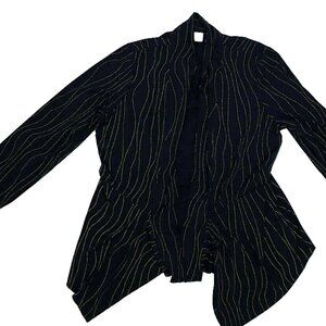 Chico's Travelers - Black, w/gold wavy designed beads, &,tapered waist jacket